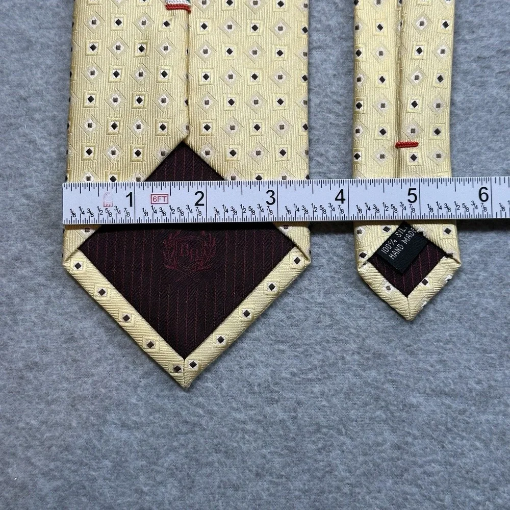 B Brook LTD Haberdashers Necktie Yellow Geometric Pattern 100%‎ Silk